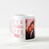 Live-Lachen Liebe Foto Collage Valentine Kaffeetasse (Vorderseite Links)