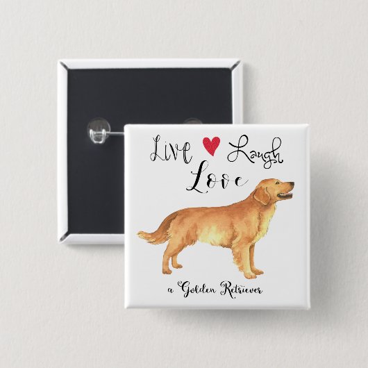 Live-Lachen-Liebe - Golden Retriever Button (Vorne & Hinten)