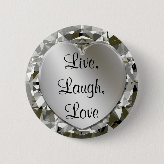 Live-, Lachen, Liebe-Herz u. Diamant-Herz-Button Button (Vorderseite)