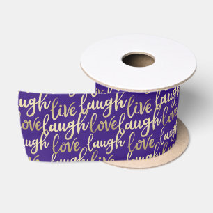 Live-Lachen Liebe Imitate Gold Briefe Tiefe Violet Satinband