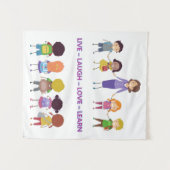 Live ~ Lachen ~ Liebe ~ Lehren Wandteppich (Vorderseite (Horizontal))