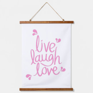 Live-Lachen Liebe Motivierend Zitat Wandteppich Mit Holzrahmen