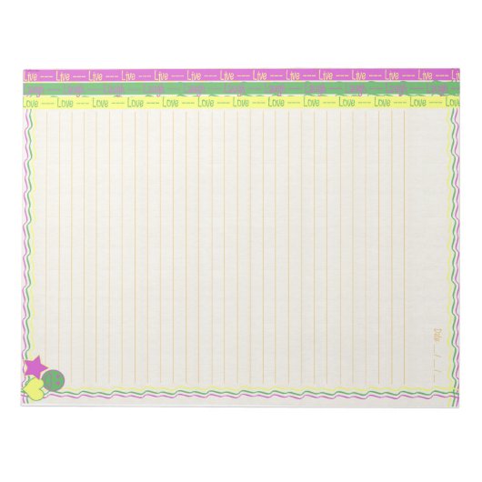 Live, Lachen, Liebe Notizblock (Vorderseite)