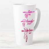 Live, Lachen, Liebe, Pink Ombre Boho Latte Tasse (Rechte Ecke)