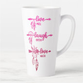 Live, Lachen, Liebe, Pink Ombre Boho Latte Tasse (Rechts)