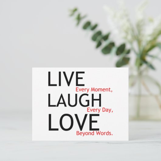 Live-Lachen-Liebe Postkarte (Stehend Vorderseite)