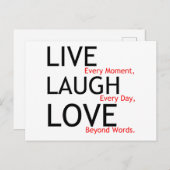 Live-Lachen-Liebe Postkarte (Vorne/Hinten)