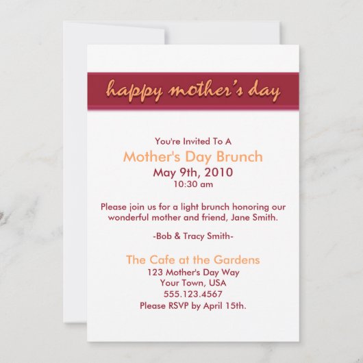 Live-Lachen Liebe Rosa Muttertag Einladung (Rückseite)