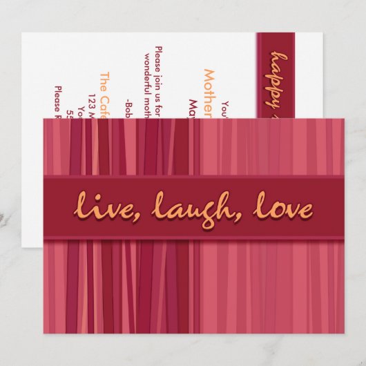 Live-Lachen Liebe Rosa Muttertag Einladung (Vorne/Hinten)