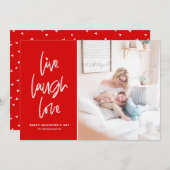 Live-Lachen Liebe Roter Valentinstag Feiertagskarte (Vorne/Hinten)