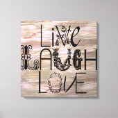 Live-Lachen Liebe rustikale Holzschildwand Leinwan Leinwanddruck (Vorderseite)