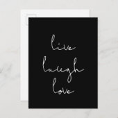 Live-Lachen Liebe schwarze Postkarte (Vorne/Hinten)