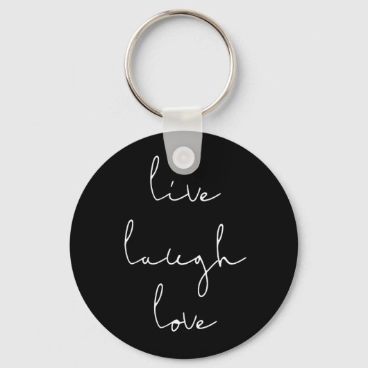 Live-Lachen Liebe Schwarzer Schlüsselanhänger (Vorderseite)