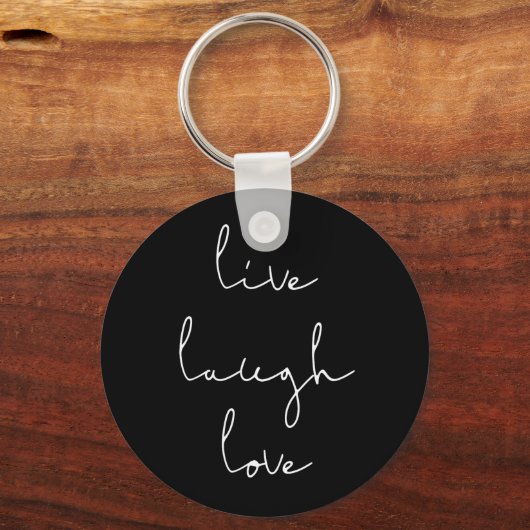 Live-Lachen Liebe Schwarzer Schlüsselanhänger (Vorderseite)