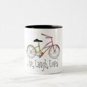 Live, Lachen, Liebe! Zweifarbige Tasse (Mittel)