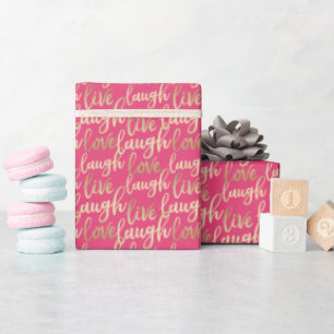 Live-Lachs-Liebe-Imitate Gold Letters Deep Pink Geschenkpapier