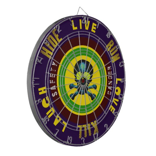 Live-Lachs-Liebe tötet Blauer Schädel verstecken Dartscheibe (Vorderseite Links)