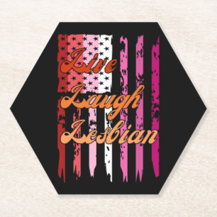 Live lacht LESBIAN Flag Patriotic Lgbt Untersetzer