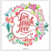 LIve lacht Liebe Blumenaufkleber Aufkleber (Blatt)