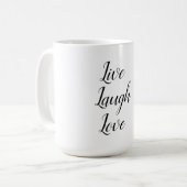 "live, lacht, Liebe" Kaffeetasse (Vorderseite Links)