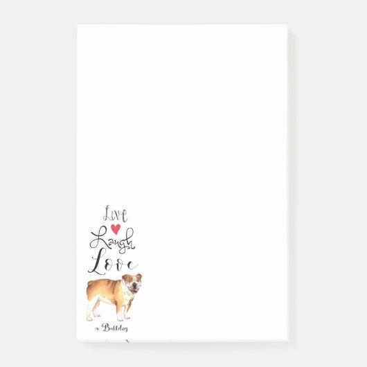 Live Lagh Liebe a Bulldog Post-it Notes Klebezettel (Vorderseite)