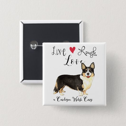 Live Lagh Liebe a Cardigan Welsh Corgi Button (Vorne & Hinten)