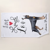 Live Lagh Liebe a Doberman Pinscher Beach Towel Strandtuch (Vorderseite)