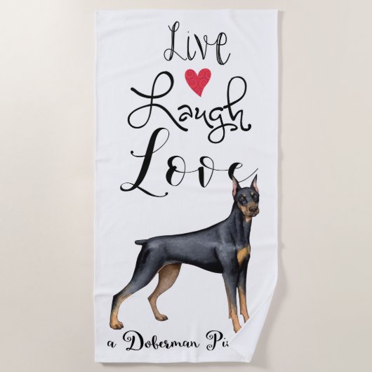 Live Lagh Liebe a Doberman Pinscher Beach Towel Strandtuch (Vorderseite)