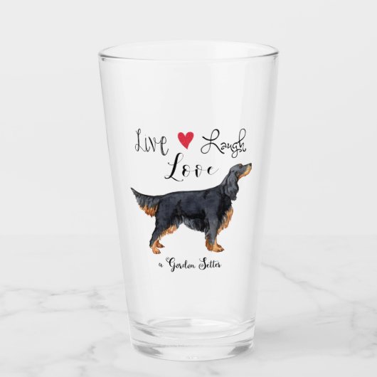 Live Lagh Liebe a Gordon Setter Glass Glas (Vorderseite)