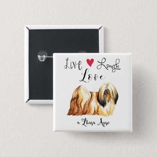 Live Lagh Liebe a Lhasa Apso Button (Vorne & Hinten)