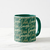 Live-Lagh Liebe Imitate Gold Briefe Hunter Green Tasse (VorderseiteRechts)
