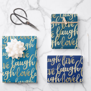 Live-Lagh Liebe Imitate Gold Lettern Muster Geschenkpapier Set