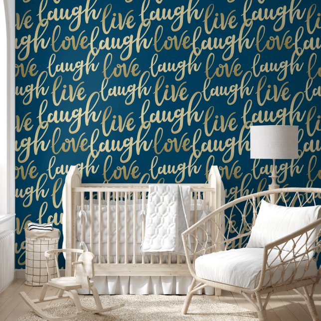 Live-Lagh Liebe Imitate Gold Lettern Muster Tapete (Kinder)