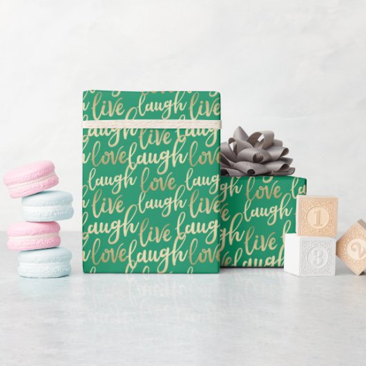 Live-Lagh Liebe Imitate Gold Letters Green Geschenkpapier (Babyparty)