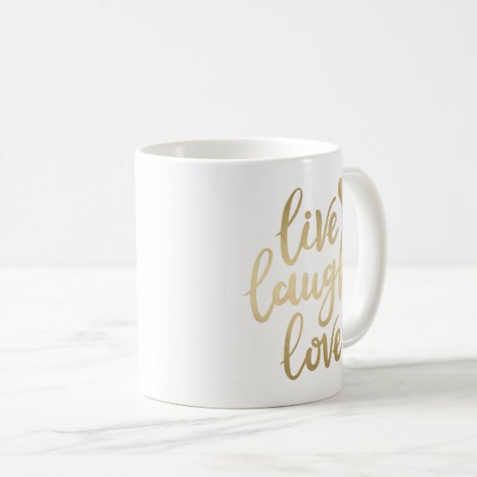 Live-Lagh Liebe Imitate Gold Letters White Kaffeetasse (VorderseiteRechts)