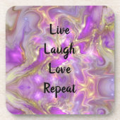 Live Lagh Liebe Lila Gold Marmor Set der Untersetz Getränkeuntersetzer (Vorderseite)