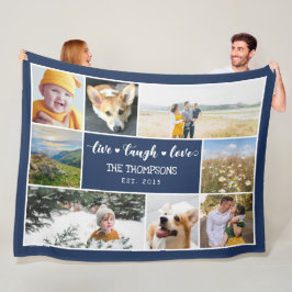 Live Lagh Liebe Navy Blue Foto Collage Fleecedecke