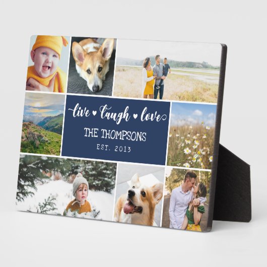 Live Lagh Liebe Navy Blue Foto Collage Fotoplatte (Seite)