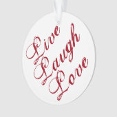 "Live-Lagh-Liebe" Ornament mit rotem Hintergrund (Vorderseite)