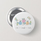 Live Laugh | Butterfly Floral Watercolor Button (Vorne & Hinten)