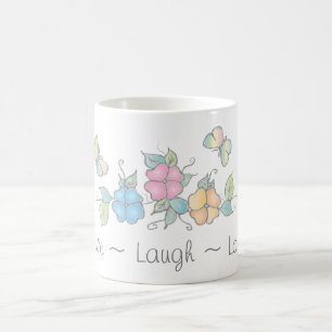 Live Laugh Butterfly Floral Watercolor Kaffeetasse