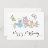 Live Laugh | Butterfly Floral Watercolor Postkarte (Vorne/Hinten)