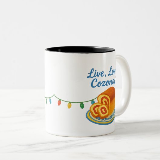 Live Laugh Cozonac Romanian String lights Zweifarbige Tasse (VorderseiteRechts)
