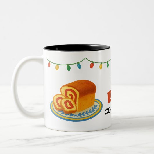 Live Laugh Cozonac Romanian String lights Zweifarbige Tasse (Links)
