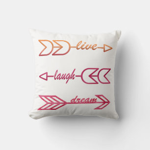 Live Laugh Dream Typografy Throw Kissen