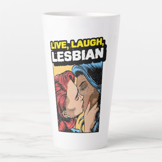 Live Laugh Lesbian Milchtasse (Vorderseite)