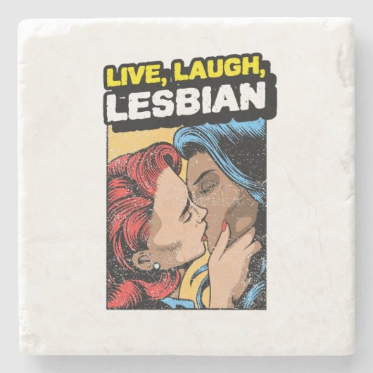 Live Laugh Lesbian Steinuntersetzer (Vorderseite)