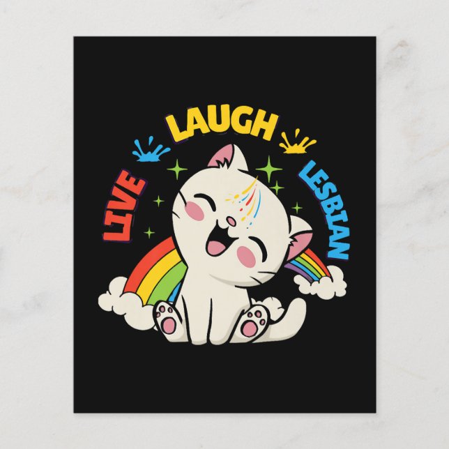 Live-Laugh Lesbische Flagge Regenbogen Katze Pride (Vorderseite)