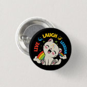 Live-Laugh Lesbische Flagge Regenbogen Katze Pride Button (Vorne & Hinten)