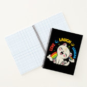 Live-Laugh Lesbische Flagge Regenbogen Katze Pride Notizblock (Innenseite)